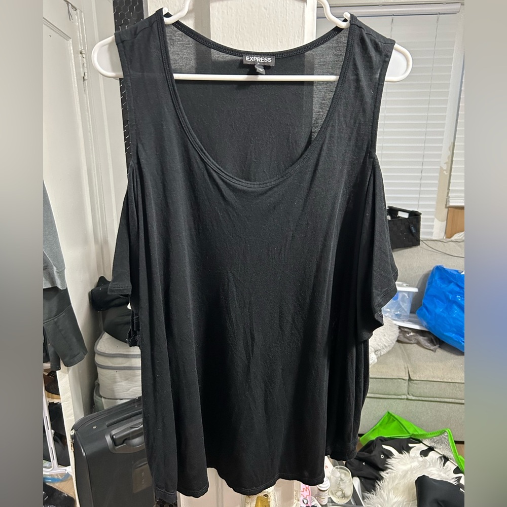 Express Black Cold Shoulder Top